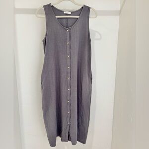 Neuflora Sleeveless Button-Down Gray Midi Dress